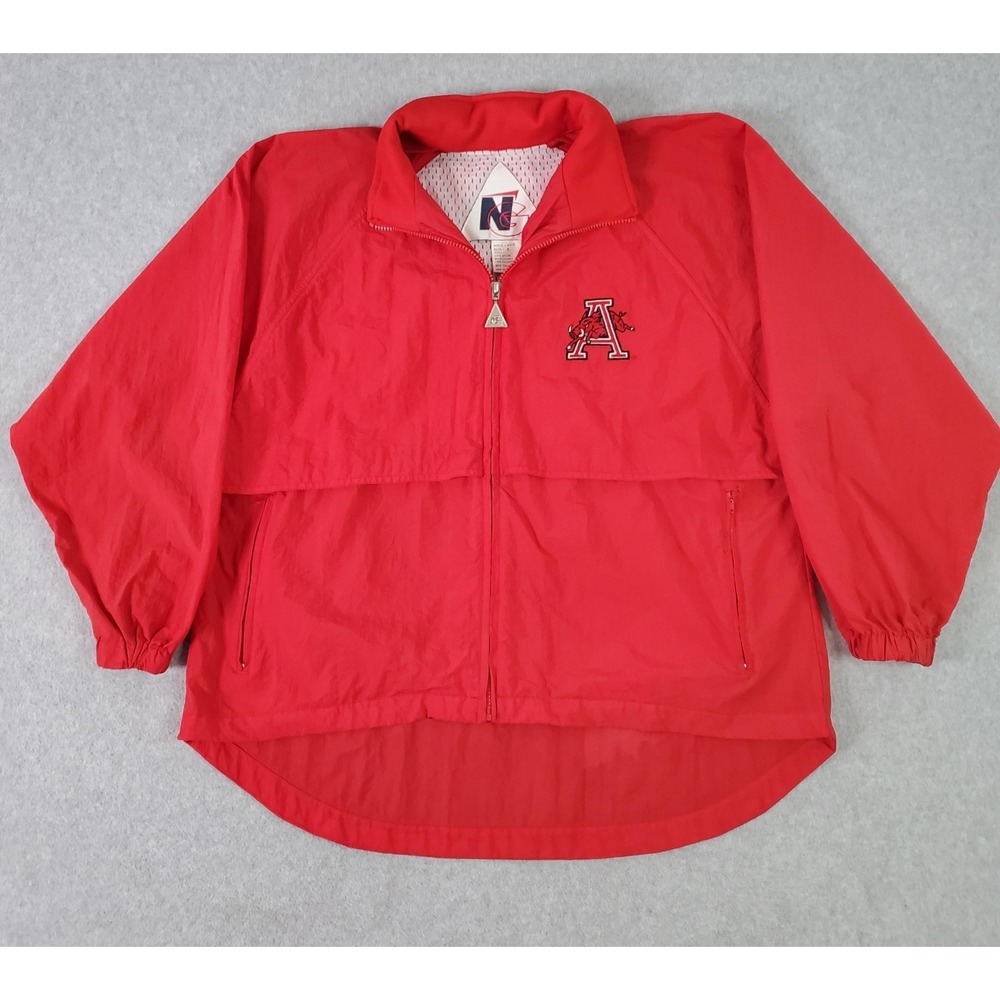 Vintage‎ Arkansas Razorbacks Jacket Mens Small Red NCAA Football NG Full Zip